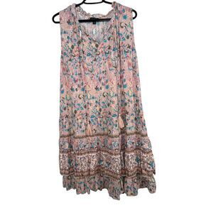 Gigio USA Womens Floral Ruffle Shift Dress Sz M Boho Feminine Vacation Feminine